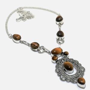 New Tiger Eye 925 Silver Necklace.